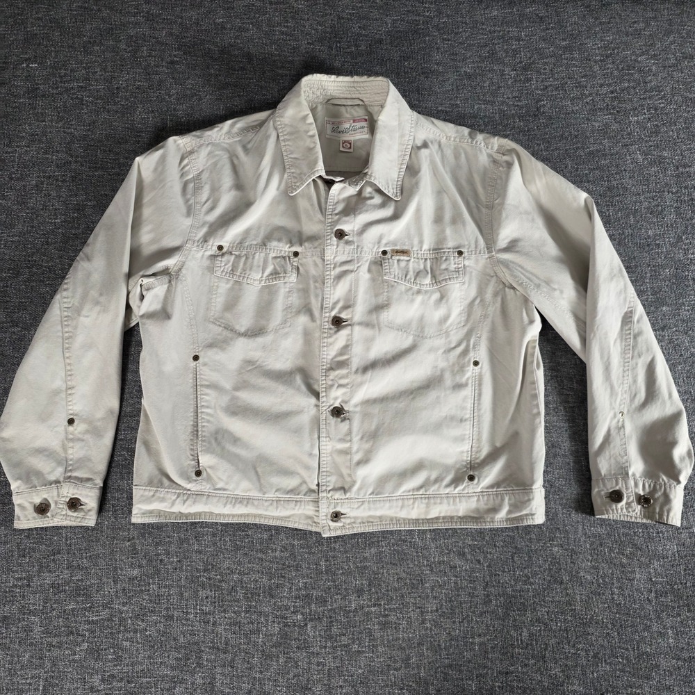Levi Strauss Signature Trucker Jacket Mens Large Beige Cotton Workwear 066101KM